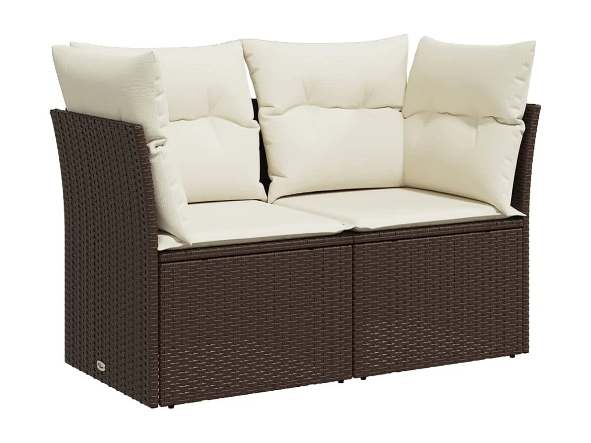 Canapé de jardin avec coussins 2 places marron résine tressée FR945200