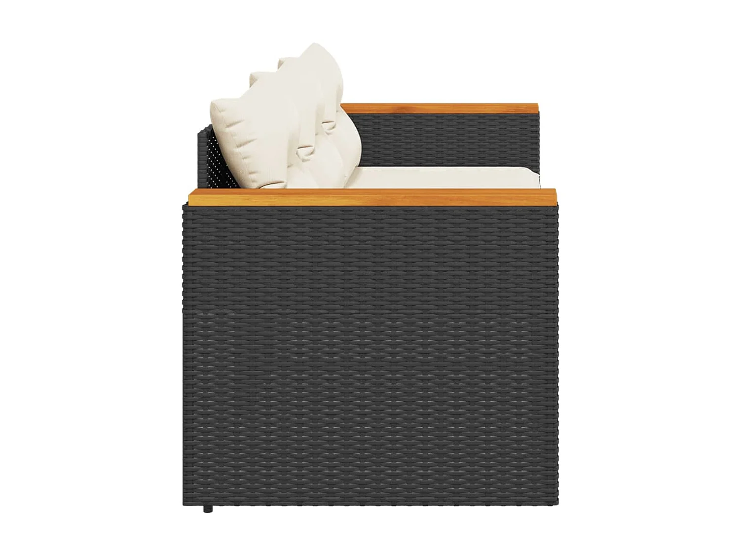 Tuinbank 3-zits met kussens poly rattan zwart BE999286