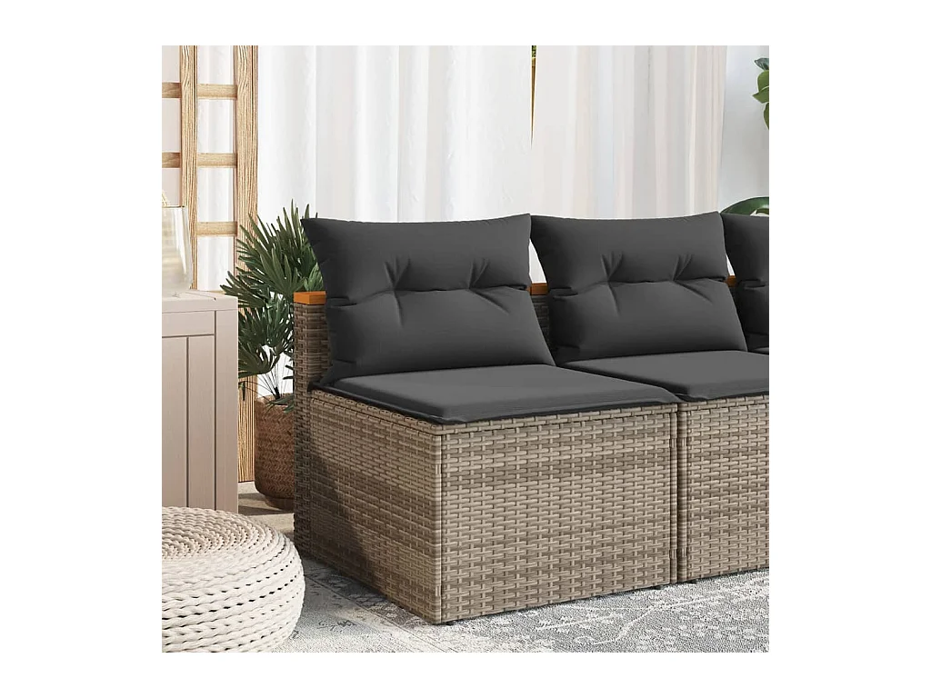 Lot de 2 Canapés de jardin sans accoudoirs avec coussins gris FR528269