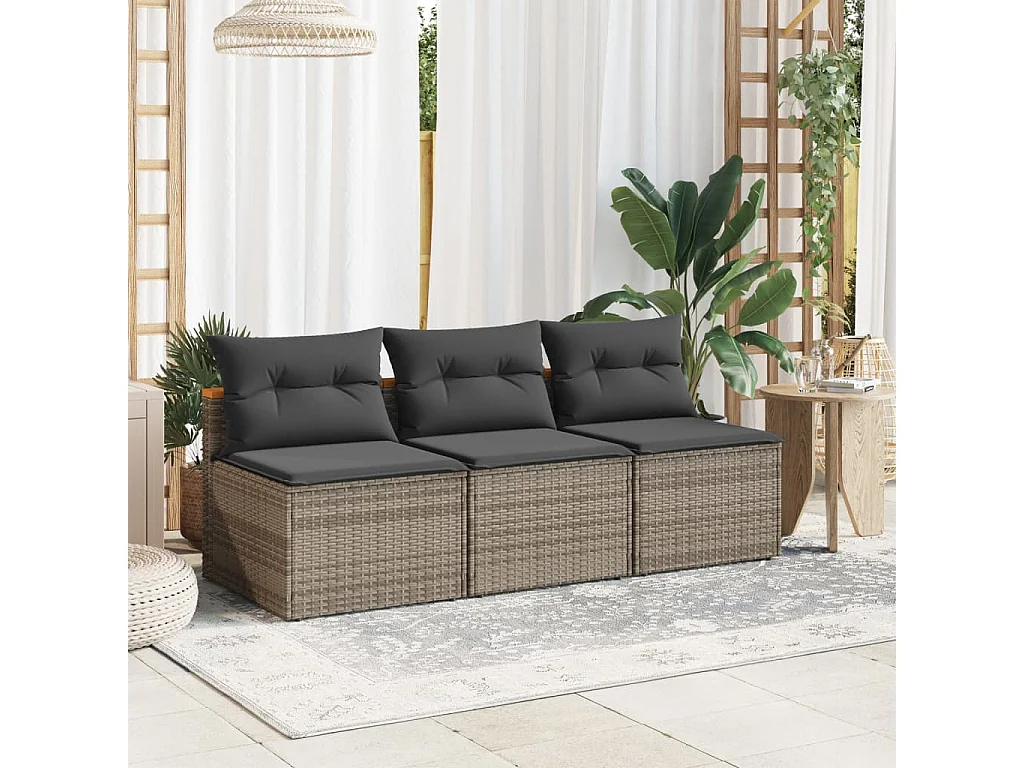 Lot de 2 Canapés de jardin sans accoudoirs avec coussins gris FR528269