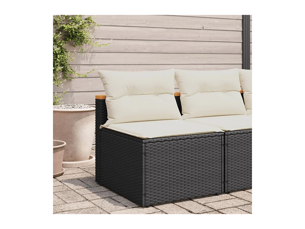 Lot de 2 Canapés de jardin sans accoudoirs avec coussins noir FR512730
