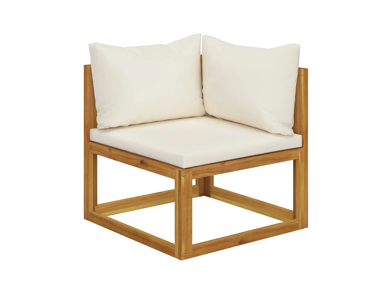 Canapé d'angle sectionnel et coussin blanc crème Bois d'acacia FR420194
