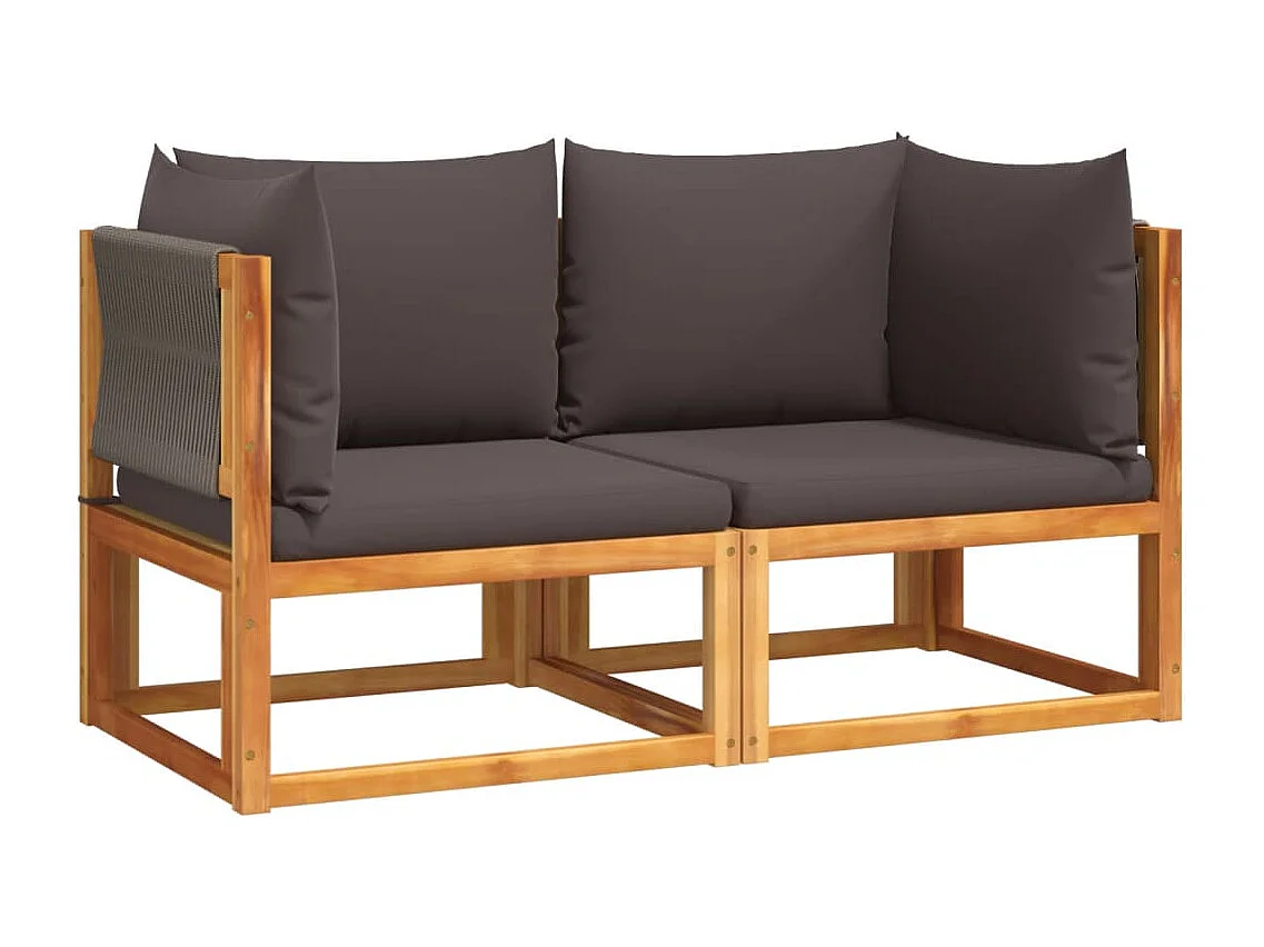 Lot de 2 Canapés d'angle de jardin et coussinspcs bois massif d'acacia FR360400