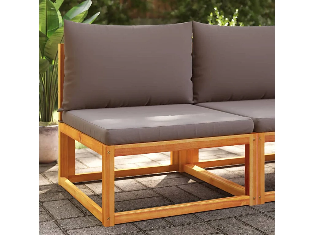 Canapé de jardin sans accoudoirs coussins bois massif d'acacia FR410279