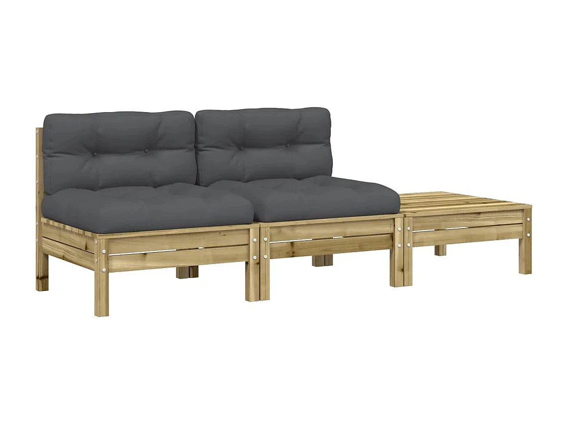 Canapé de jardin avec coussins et repose-pied 2 places FR78368