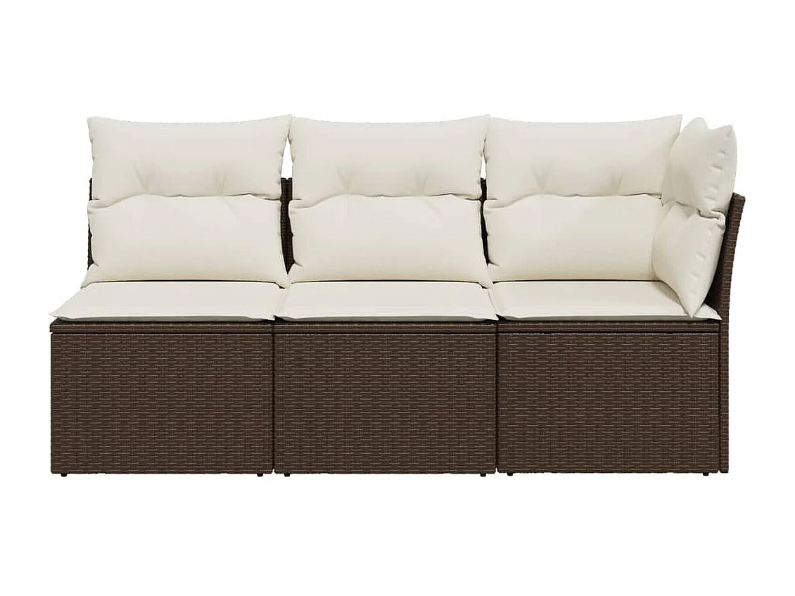 Tuinbank 3-zits met kussens poly rattan bruin BE555932
