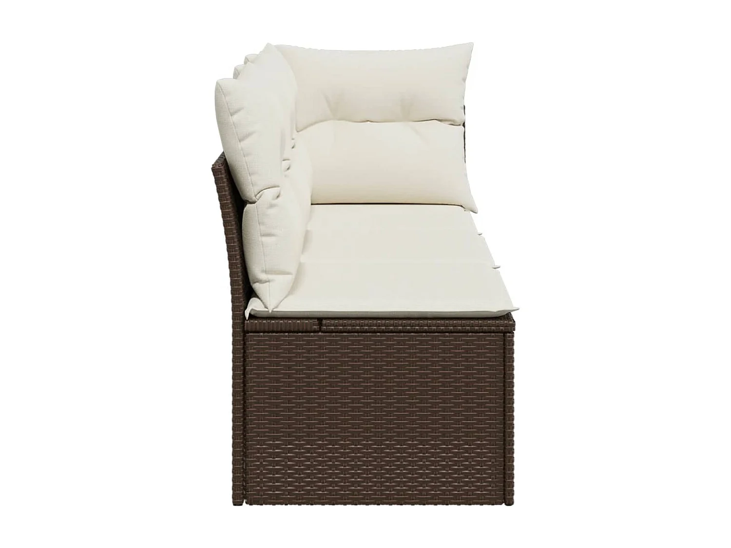 Tuinbank 3-zits met kussens poly rattan bruin BE555932