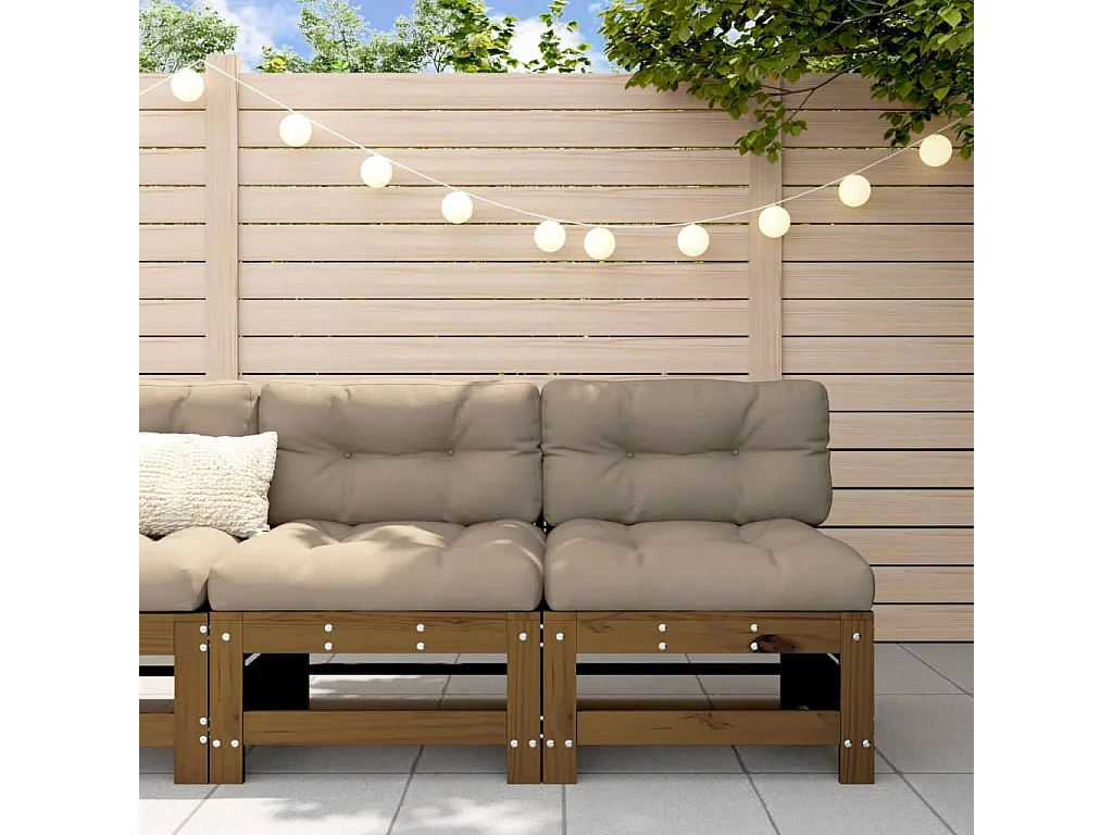 Canapés centraux de jardin 2 pcs marron miel bois de pin solide FR69911