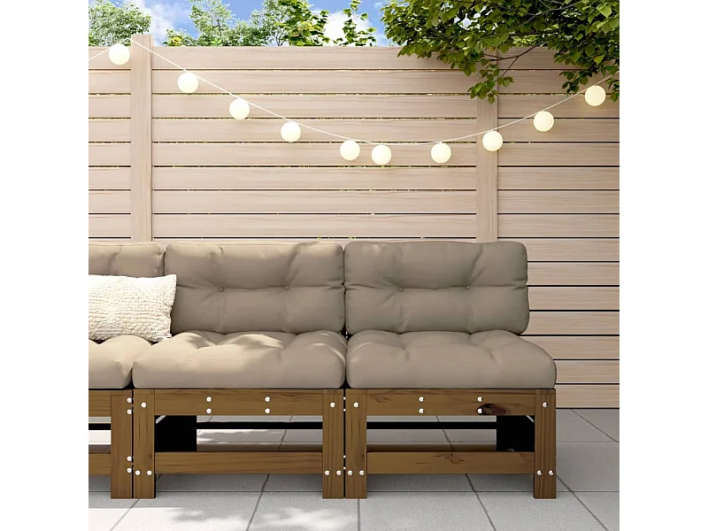 Canapés centraux de jardin 2 pcs marron miel bois de pin solide FR69911