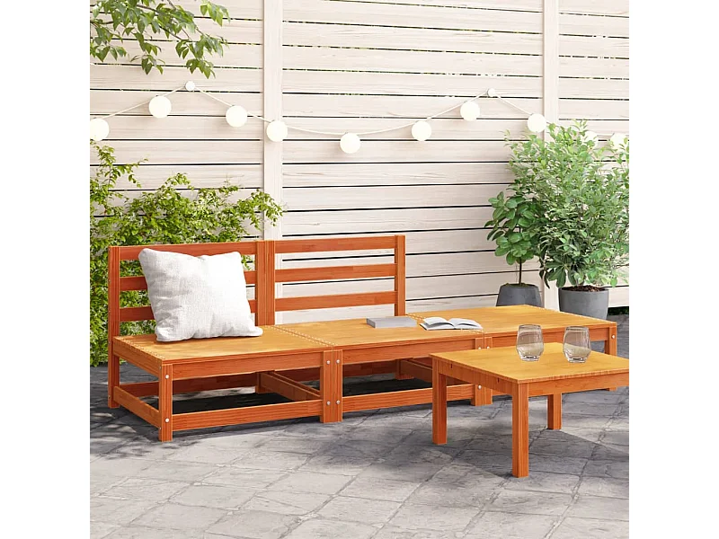 Canapé de jardin sans accoudoirs repose-pieds bois pin massif FR40470