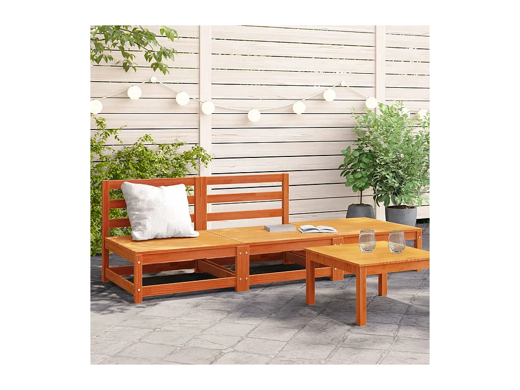 Canapé de jardin sans accoudoirs repose-pieds bois pin massif FR40470