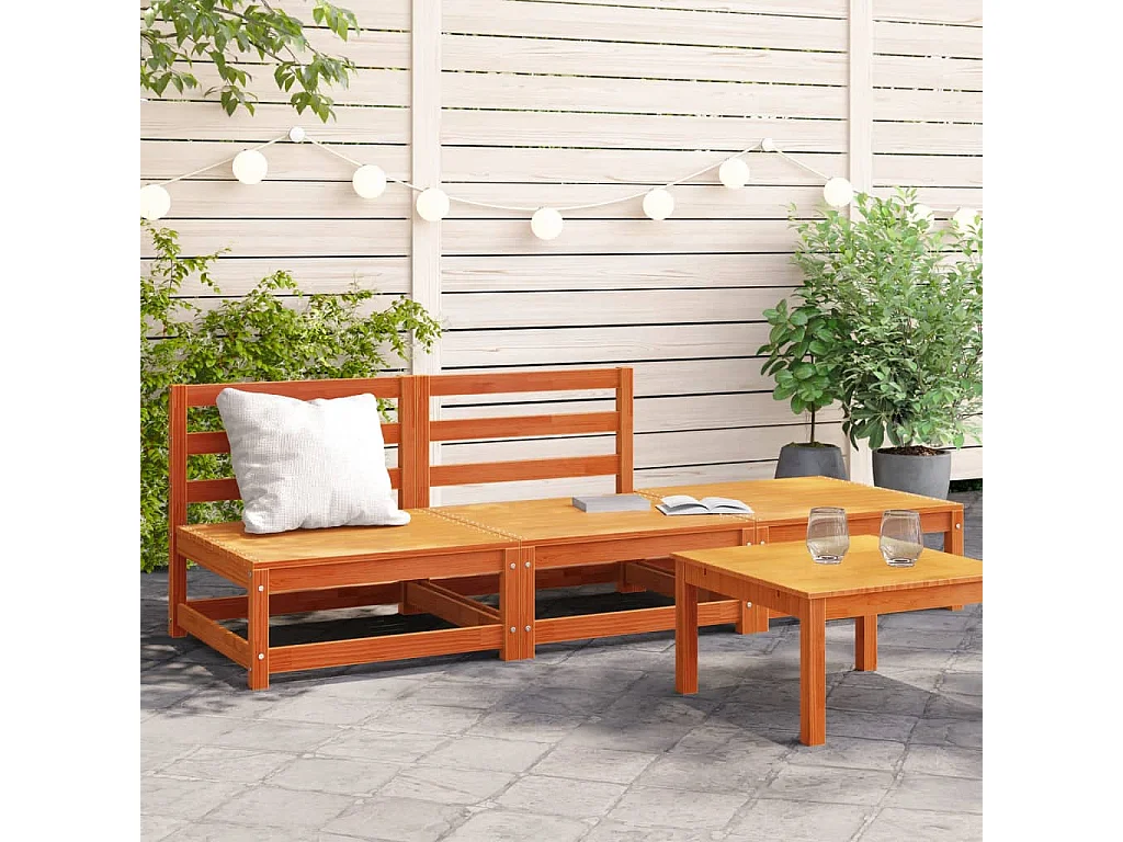 Canapé de jardin sans accoudoirs repose-pieds bois pin massif FR40470