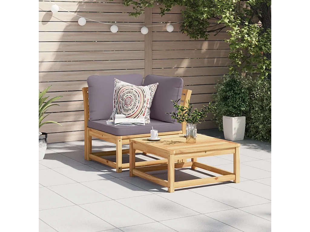 Sofá de jardín de esquina y cojines acacia maciza 73x73x65 cm ES418069