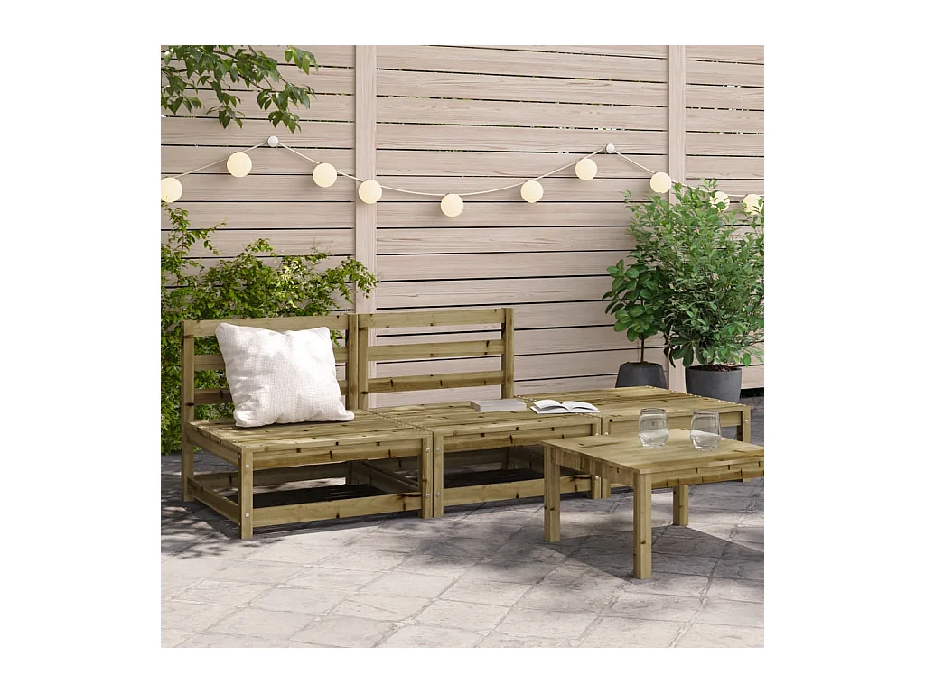 Canapé de jardin sans accoudoirs repose-pieds bois pin imprégné FR54013