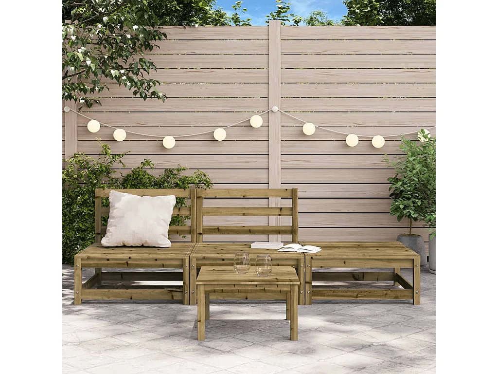 Canapé de jardin sans accoudoirs repose-pieds bois pin imprégné FR54013