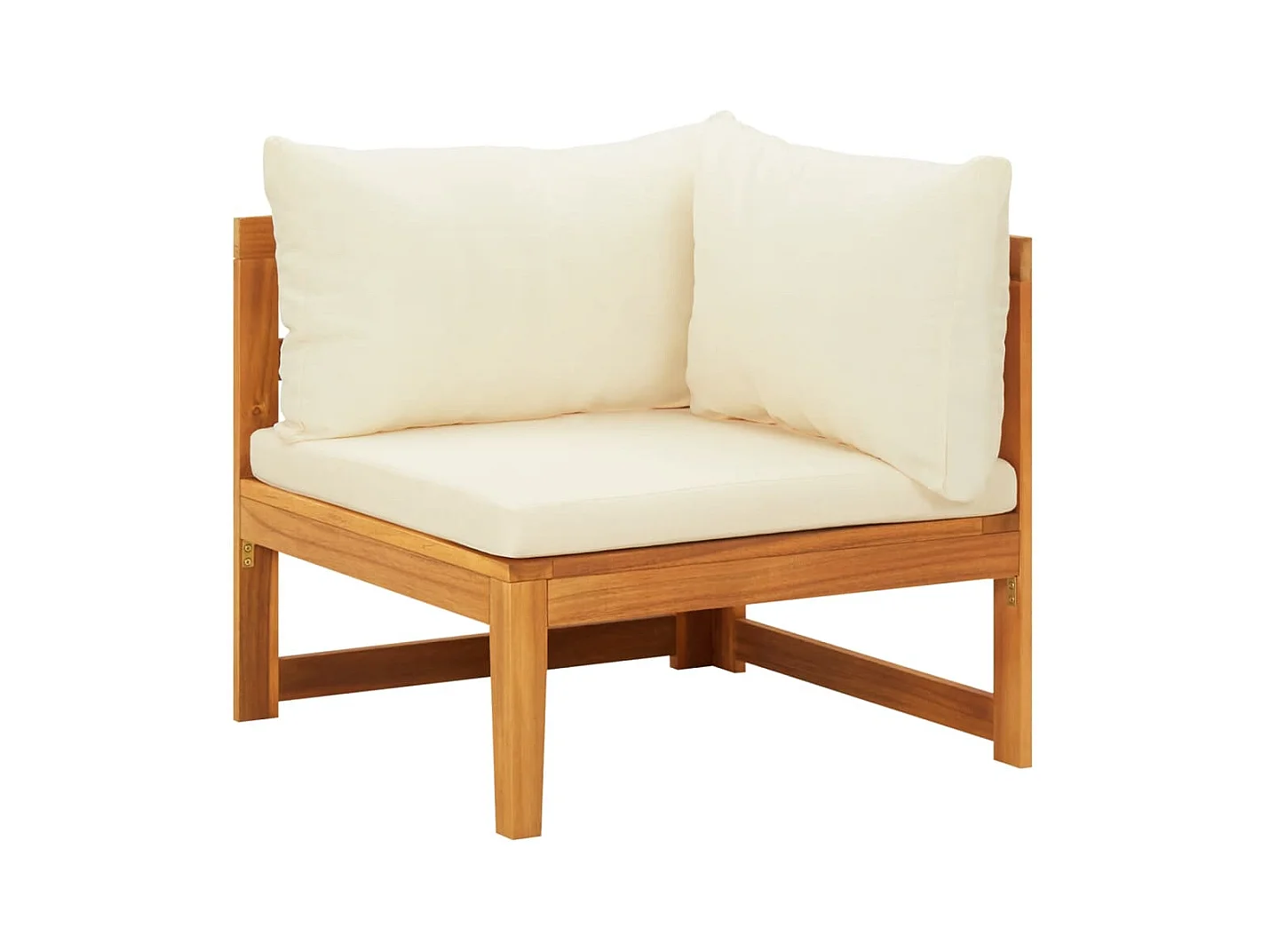Canapé d'angle avec coussins blanc crème Bois d'acacia solide FR38617