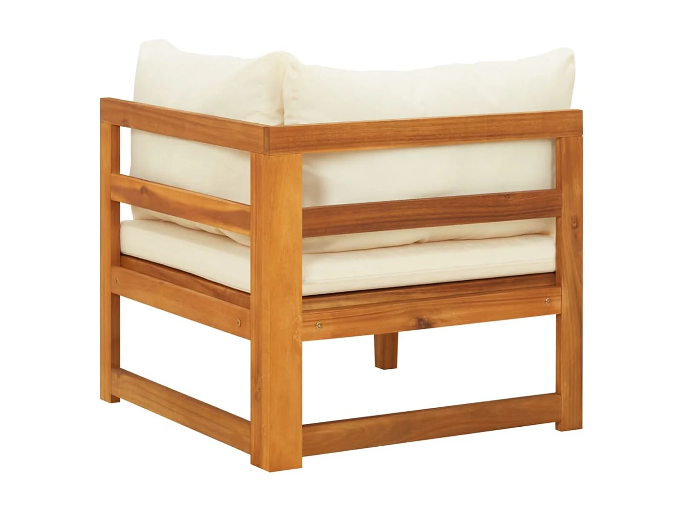 Canapé d'angle avec coussins blanc crème Bois d'acacia solide FR38617