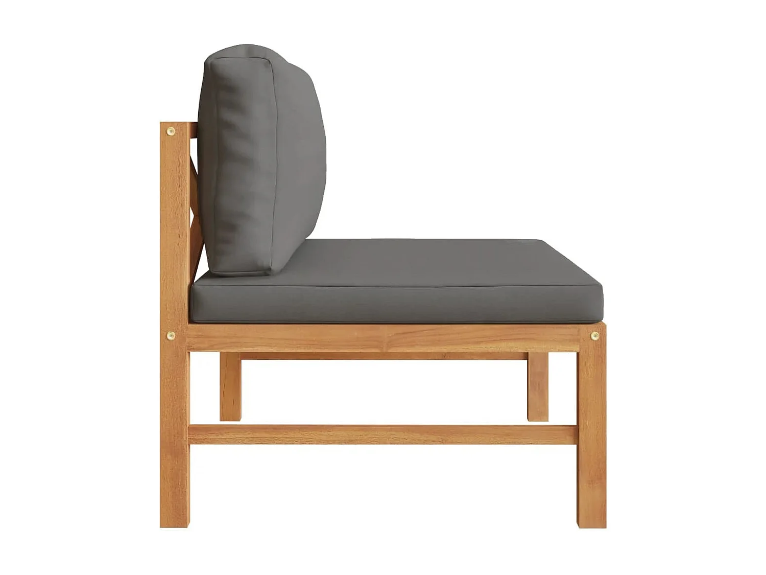 Middenbank met donkergrijze kussens massief teakhout BE435287
