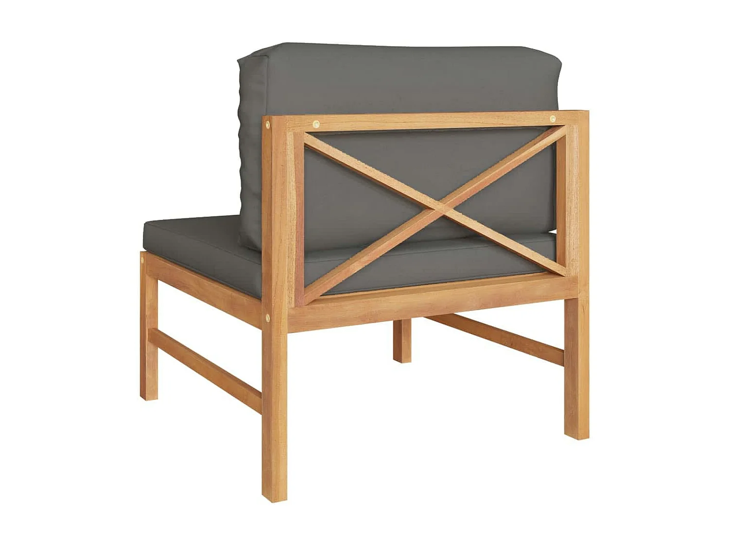 Middenbank met donkergrijze kussens massief teakhout BE435287