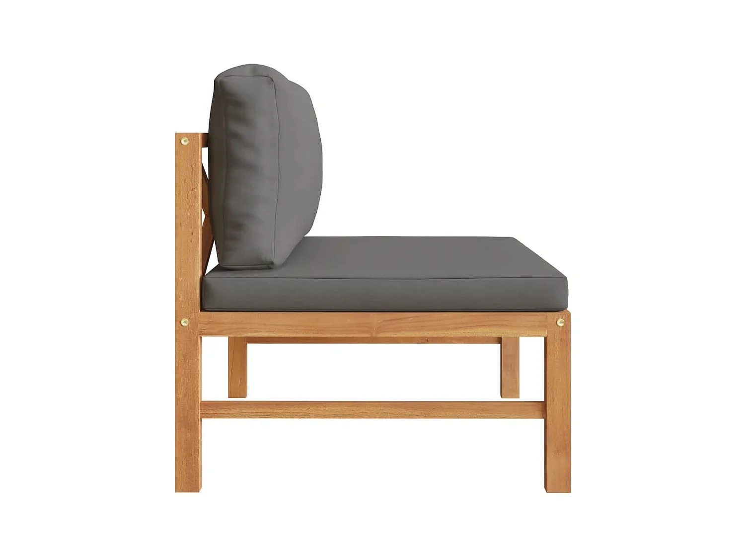 Canapé central avec coussins gris foncé Bois de teck solide FR97962