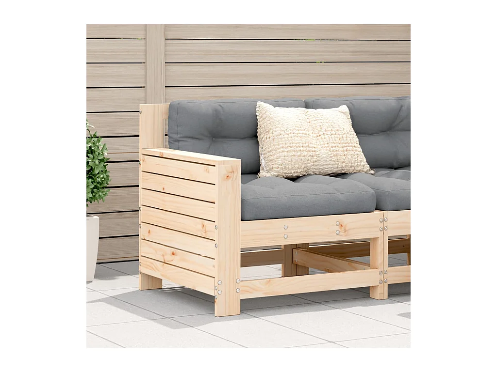 Canapé de jardin accoudoir avec coussin bois massif de pin FR997506