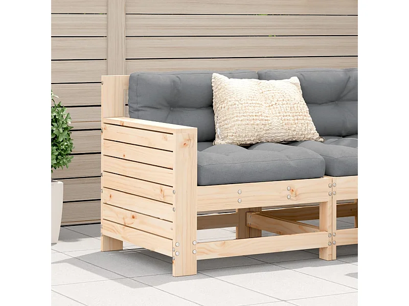 Canapé de jardin accoudoir avec coussin bois massif de pin FR997506