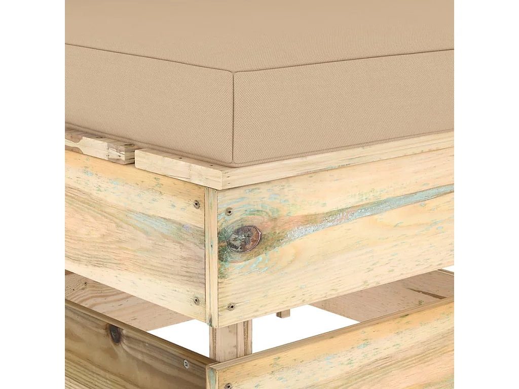 Canapé central sectionnel avec coussins Bois imprégné de vert FR67804