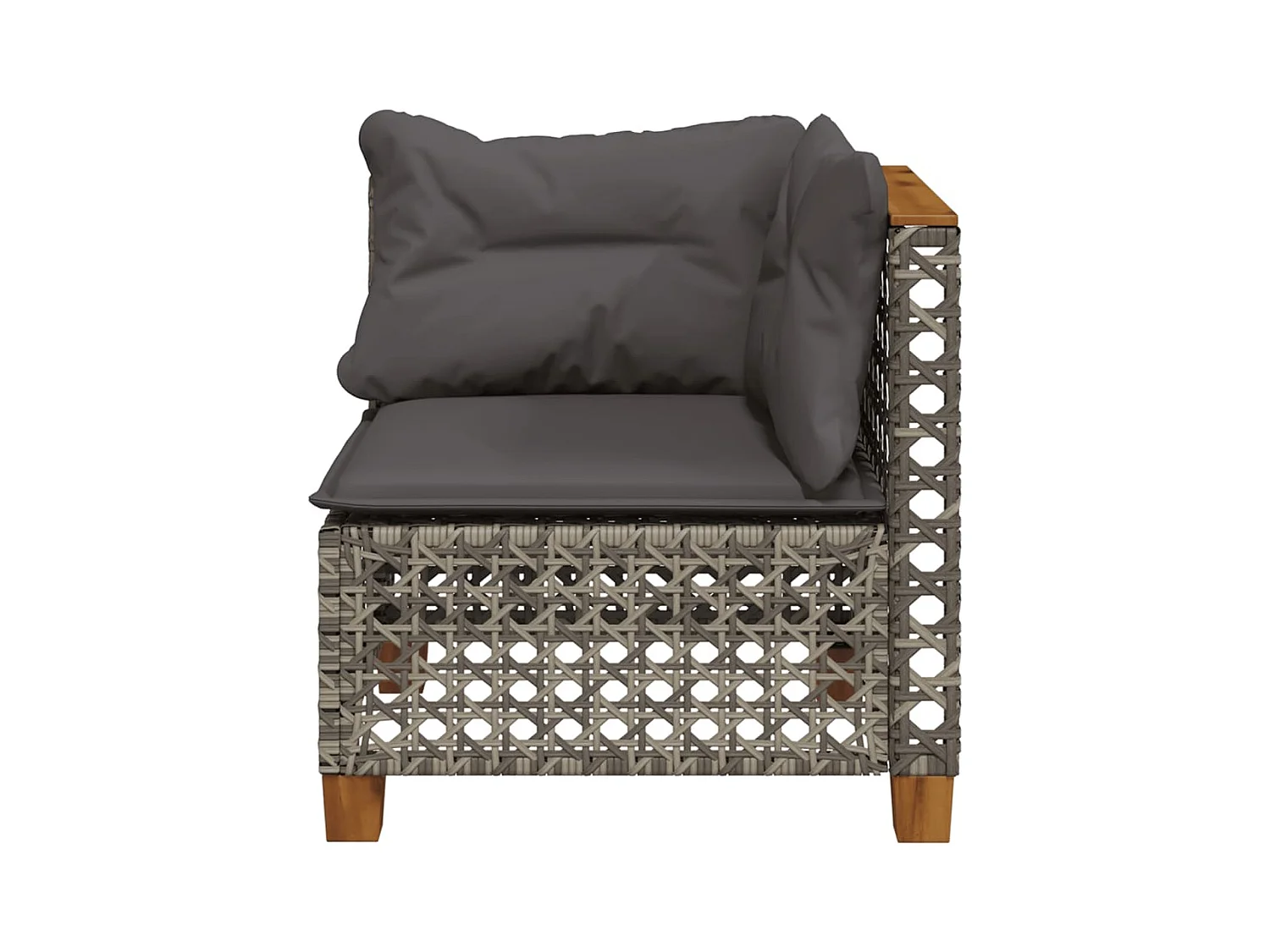 Tuinhoekbank met kussens poly rattan grijs BE319525