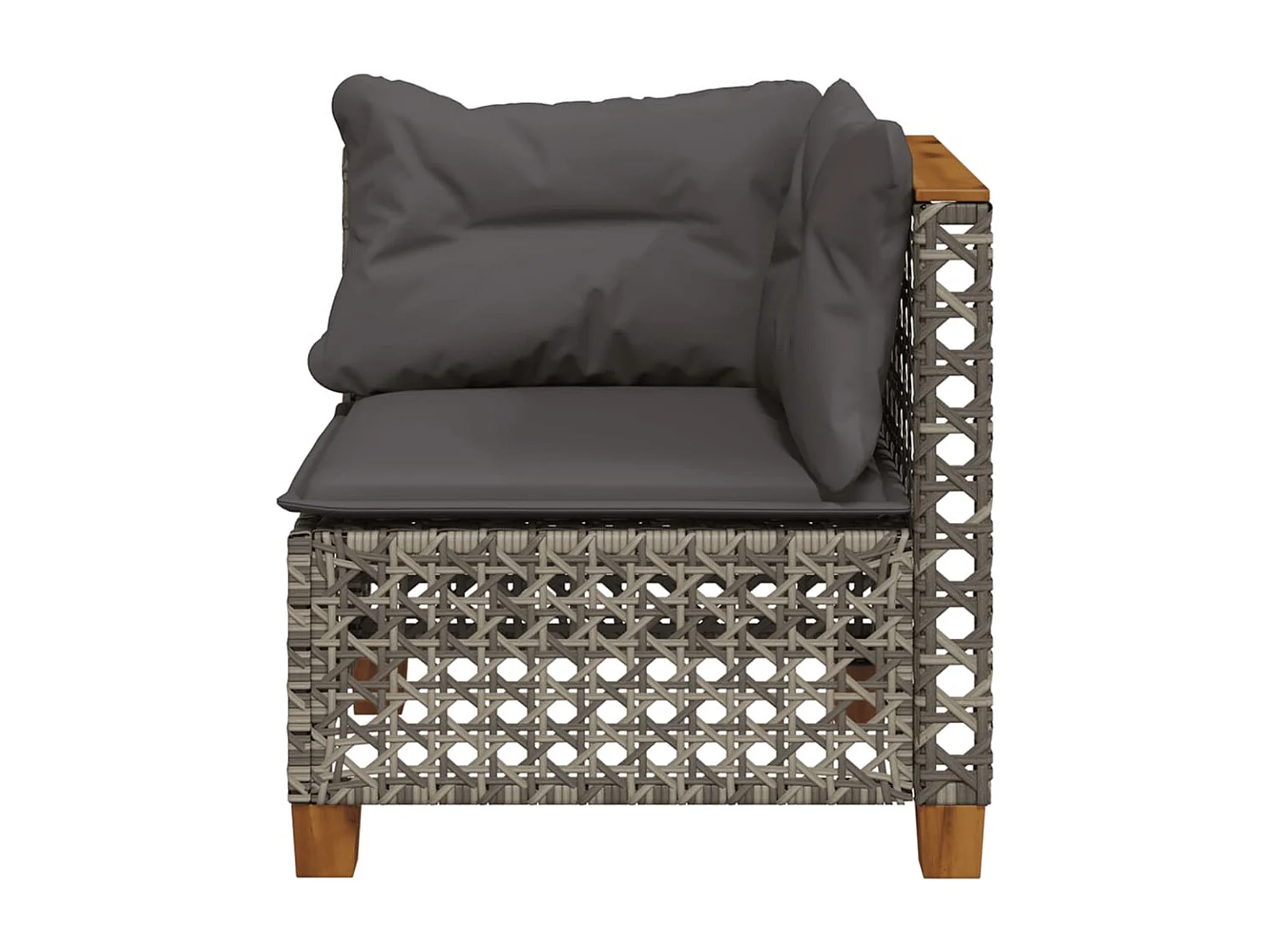 Canapé d'angle de jardin avec coussins gris résine tressée FR751008