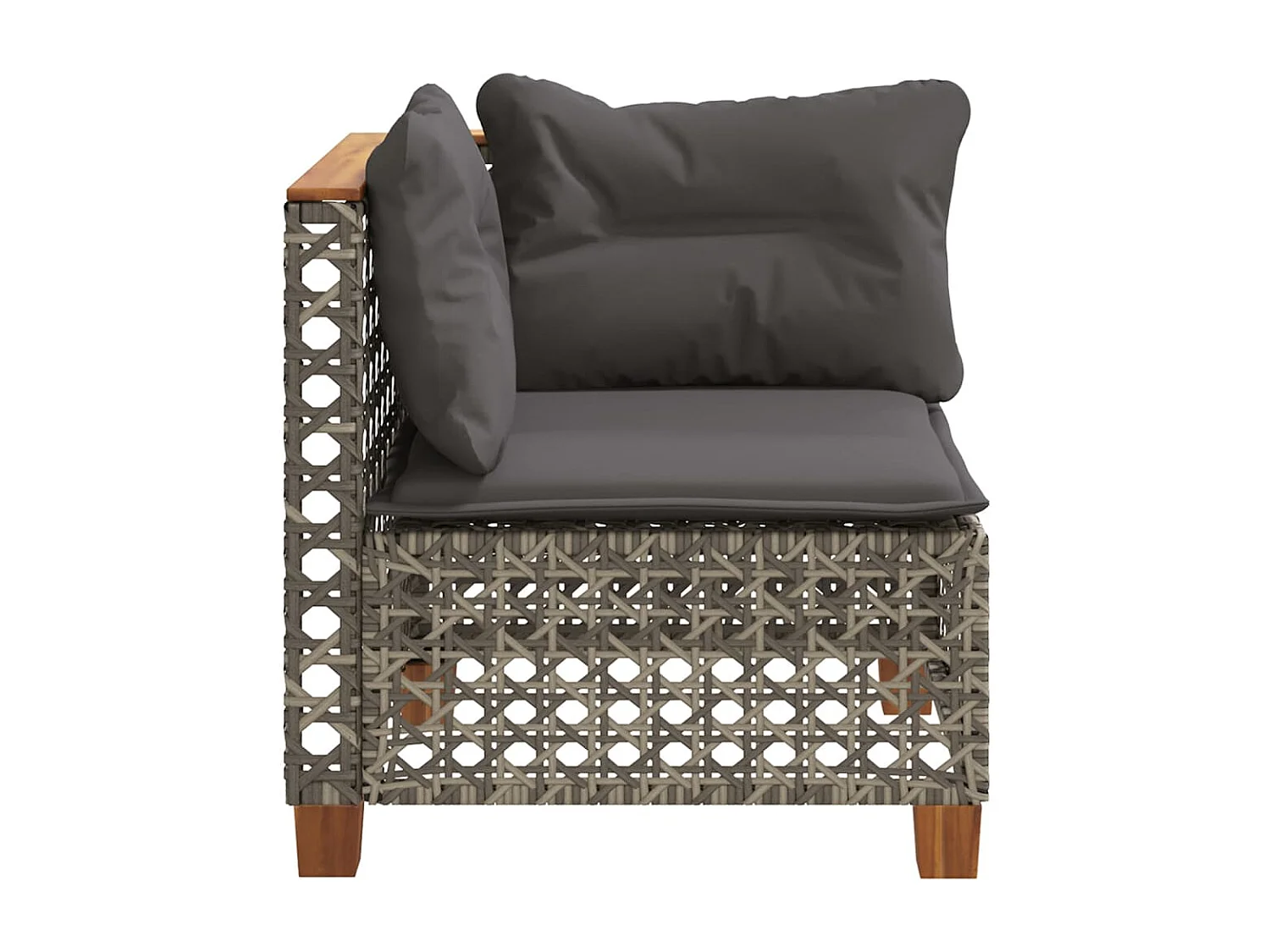 Canapé d'angle de jardin avec coussins gris résine tressée FR751008