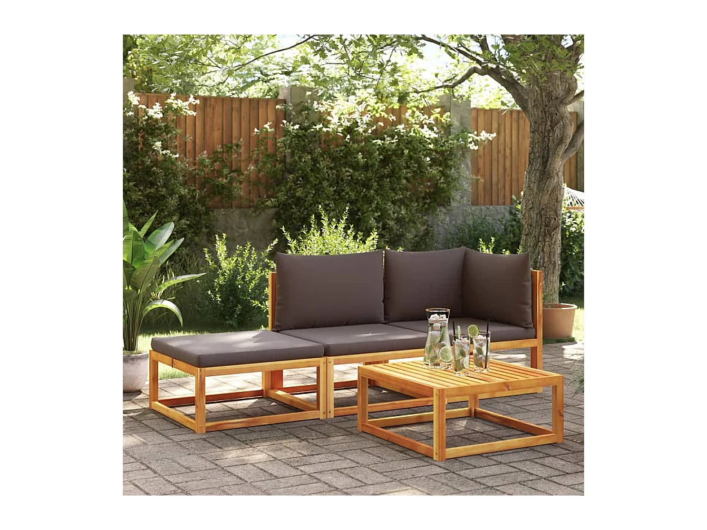 Canapé de jardin avec coussins 2 places bois massif d'acacia FR235989