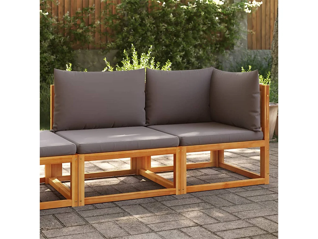 Canapé de jardin avec coussins 2 places bois massif d'acacia FR235989