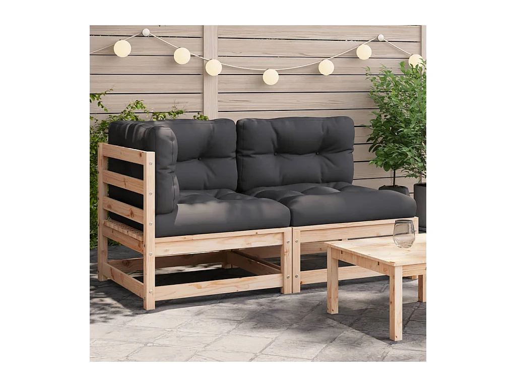 Canapé de jardin avec coussins 2 places bois de pin massif FR79734