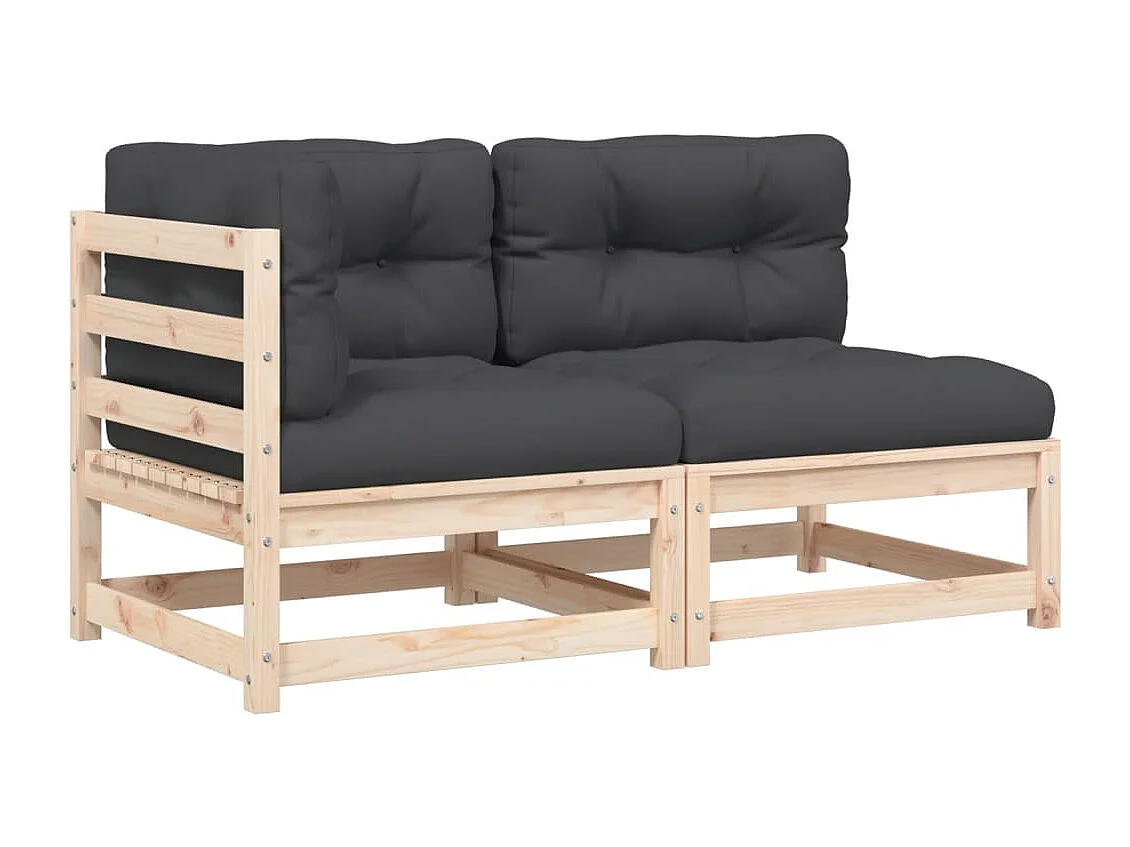 Canapé de jardin avec coussins 2 places bois de pin massif FR79734