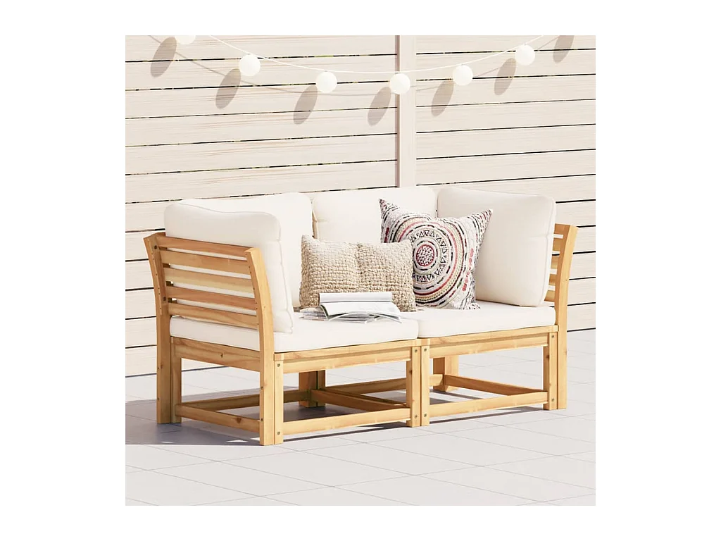 Canapé de jardin avec coussins 2 places bois massif d'acacia FR80728