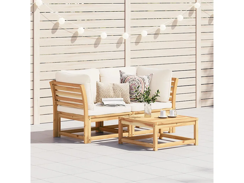 Canapé de jardin avec coussins 2 places bois massif d'acacia FR80728