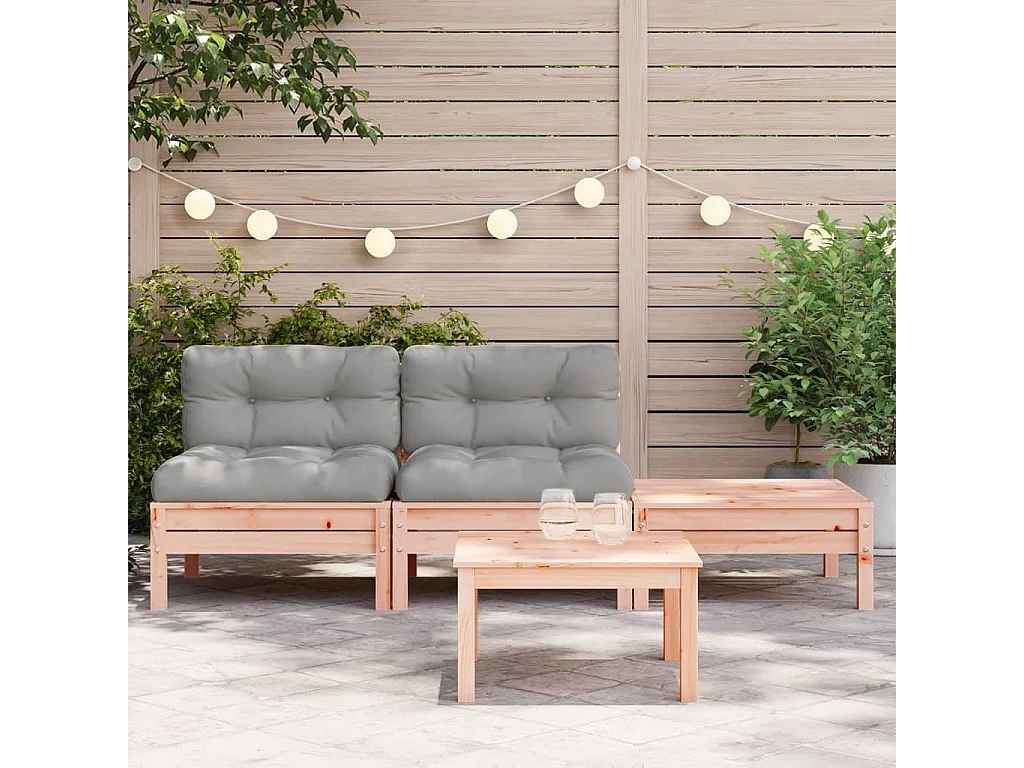 Canapé de jardin avec coussins et repose-pied 2 places FR77203