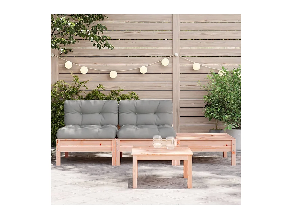Canapé de jardin avec coussins et repose-pied 2 places FR77203
