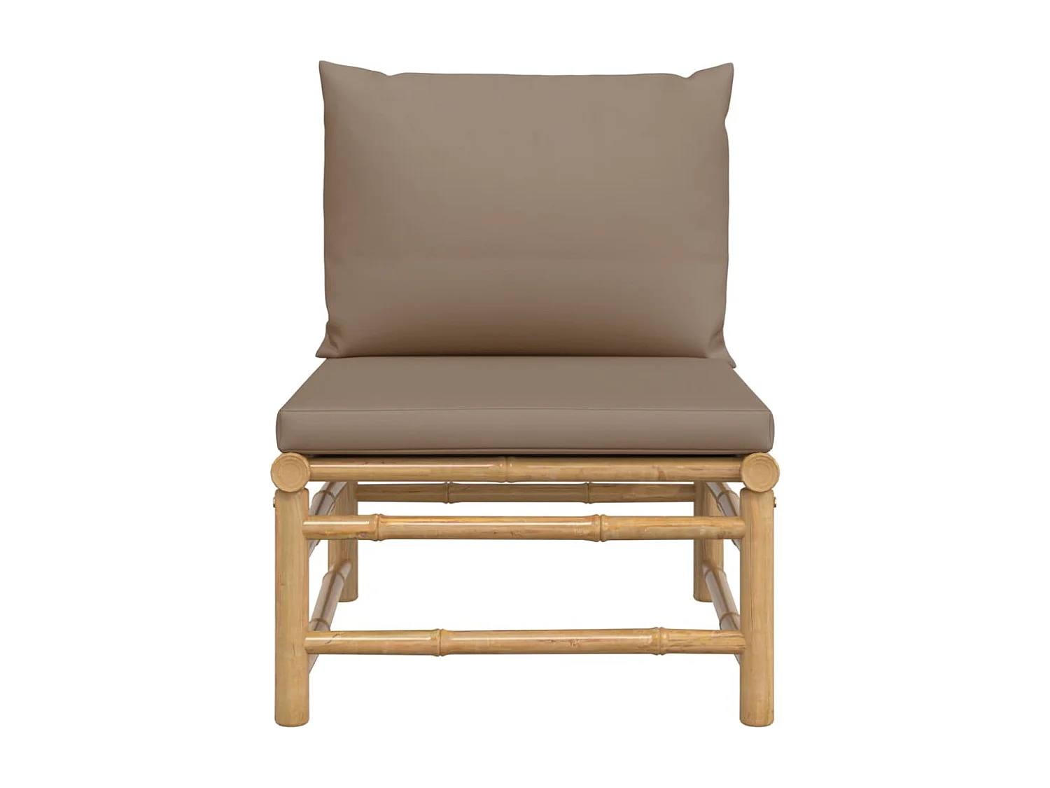 Canapé central de jardin avec coussins taupe bambou FR69081