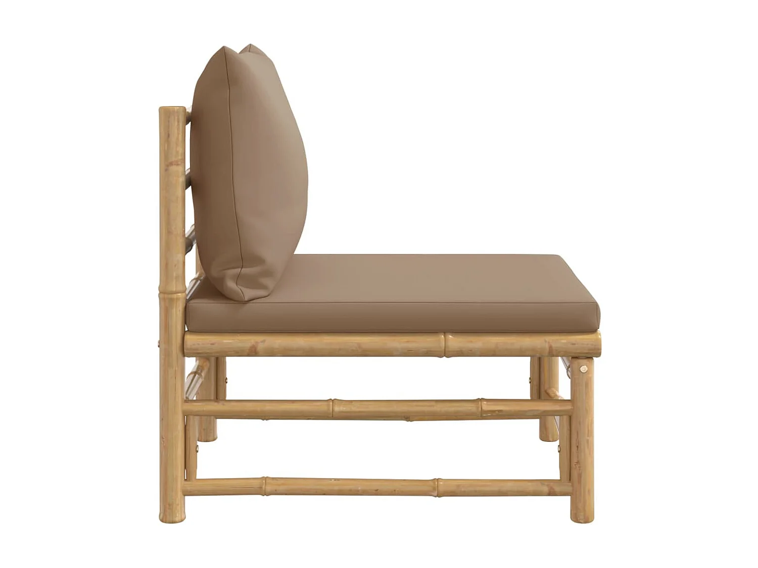 Canapé central de jardin avec coussins taupe bambou FR69081