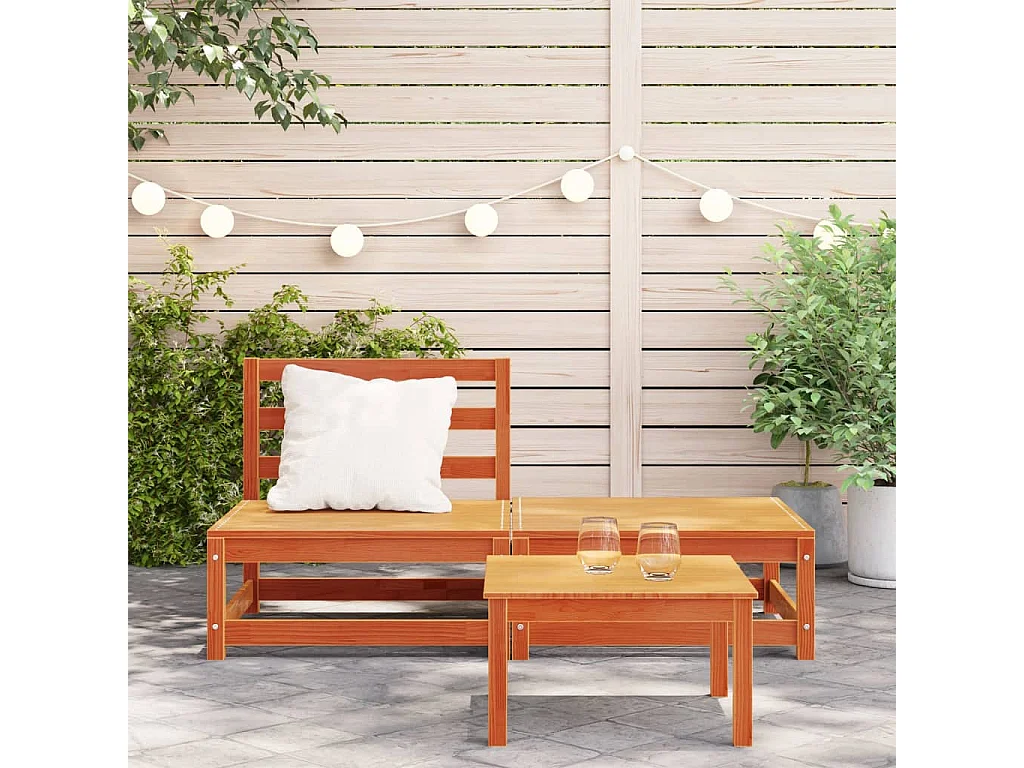 Canapé de jardin sans accoudoirs repose-pieds bois pin massif FR52785