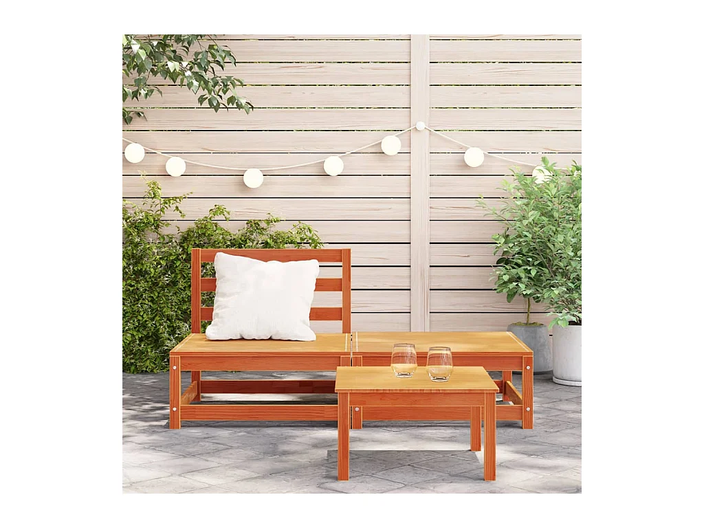 Canapé de jardin sans accoudoirs repose-pieds bois pin massif FR52785