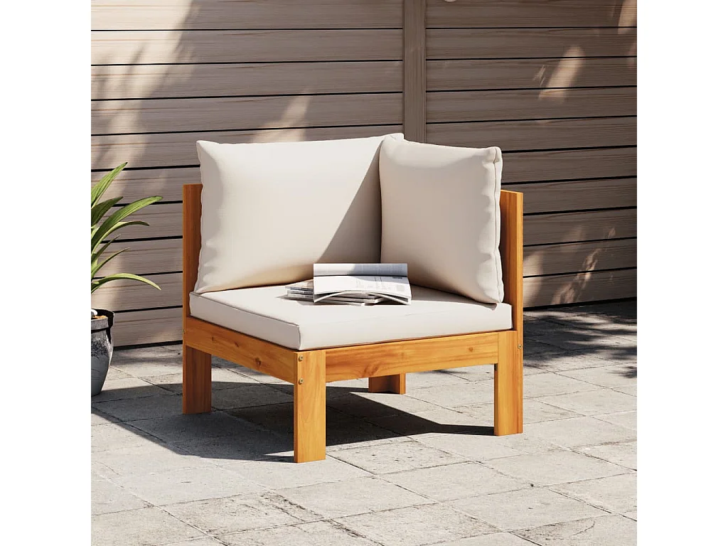 Canapé d'angle de jardin avec coussins bois massif d'acacia FR59566