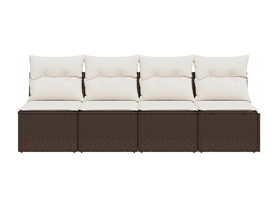 Tuinbank 4-zits met kussens poly rattan bruin BE354836