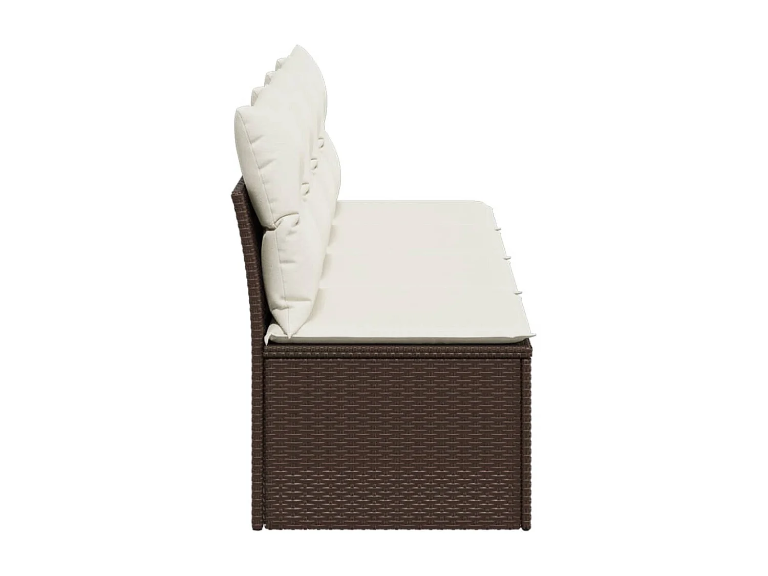 Tuinbank 4-zits met kussens poly rattan bruin BE354836