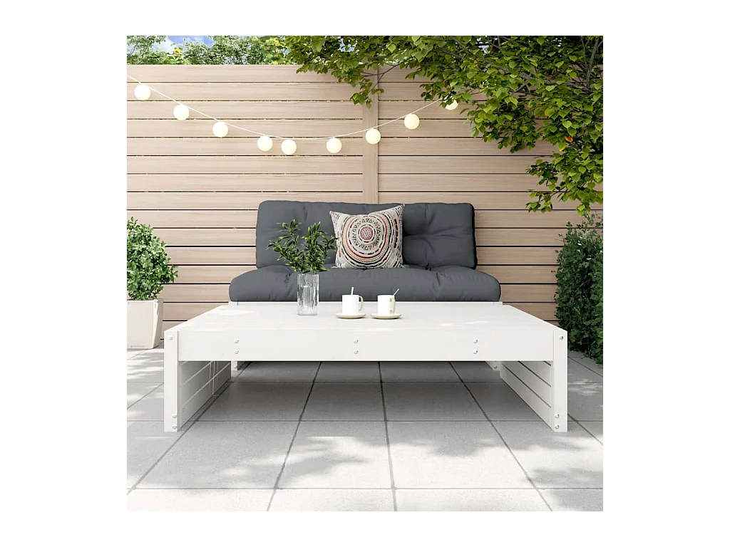 Canapé de jardin - Repose-pied de jardin 120x80 cm blanc bois de pin massif FR71762