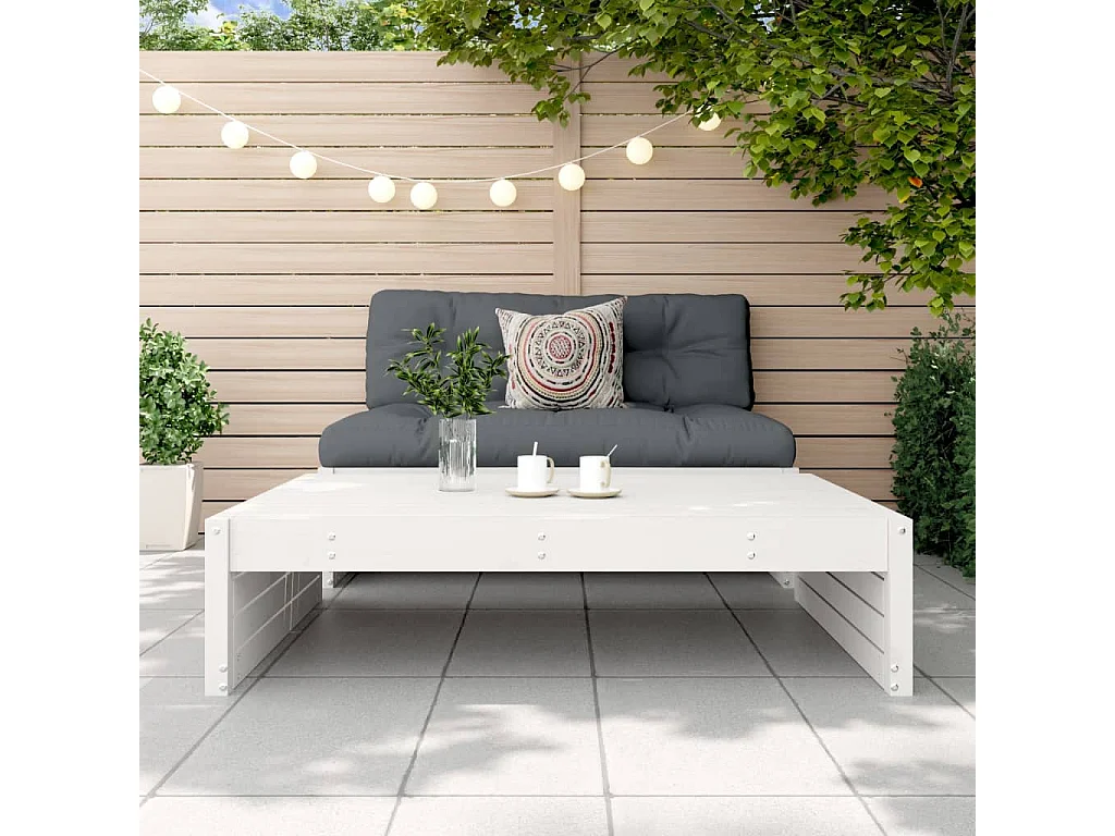 Canapé de jardin - Repose-pied de jardin 120x80 cm blanc bois de pin massif FR71762