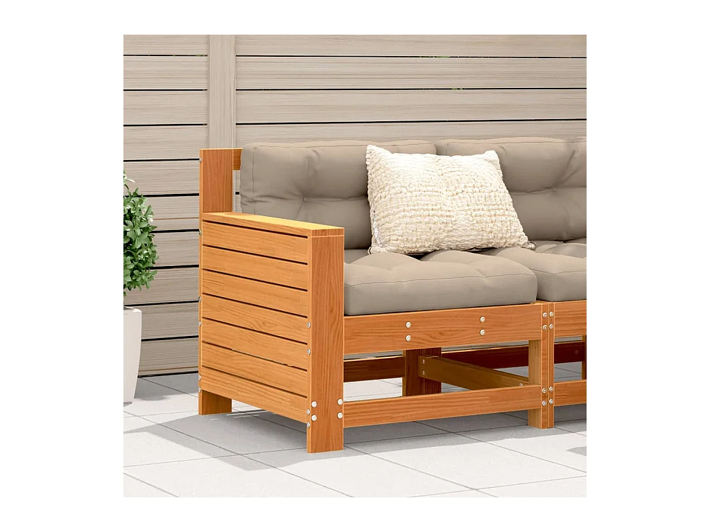 Canapé de jardin accoudoir cire marron bois de pin massif FR932180