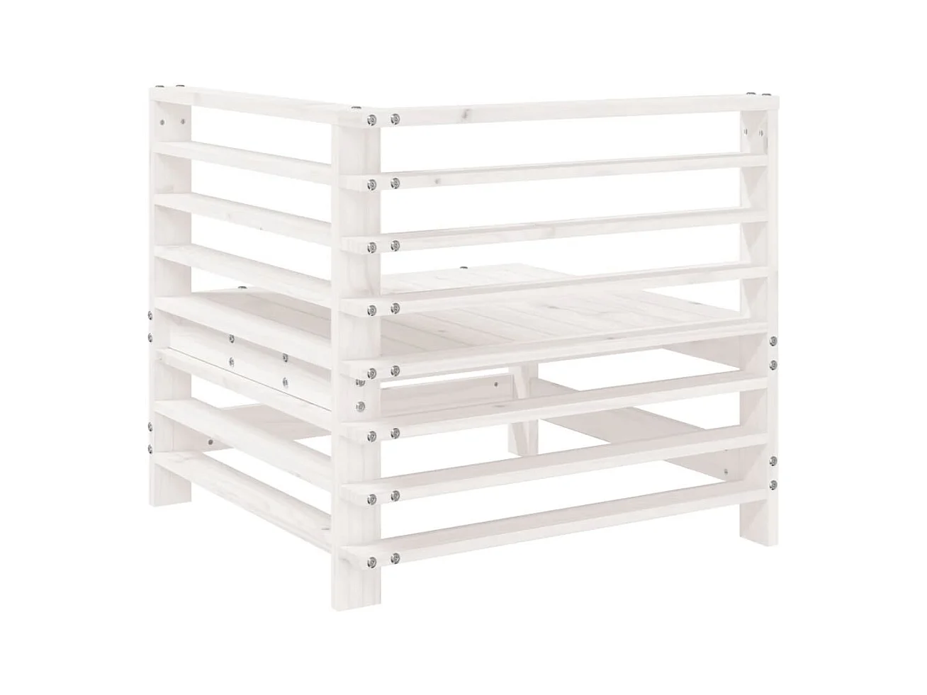 Canapé d'angle de jardin blanc bois de pin massif FR62798
