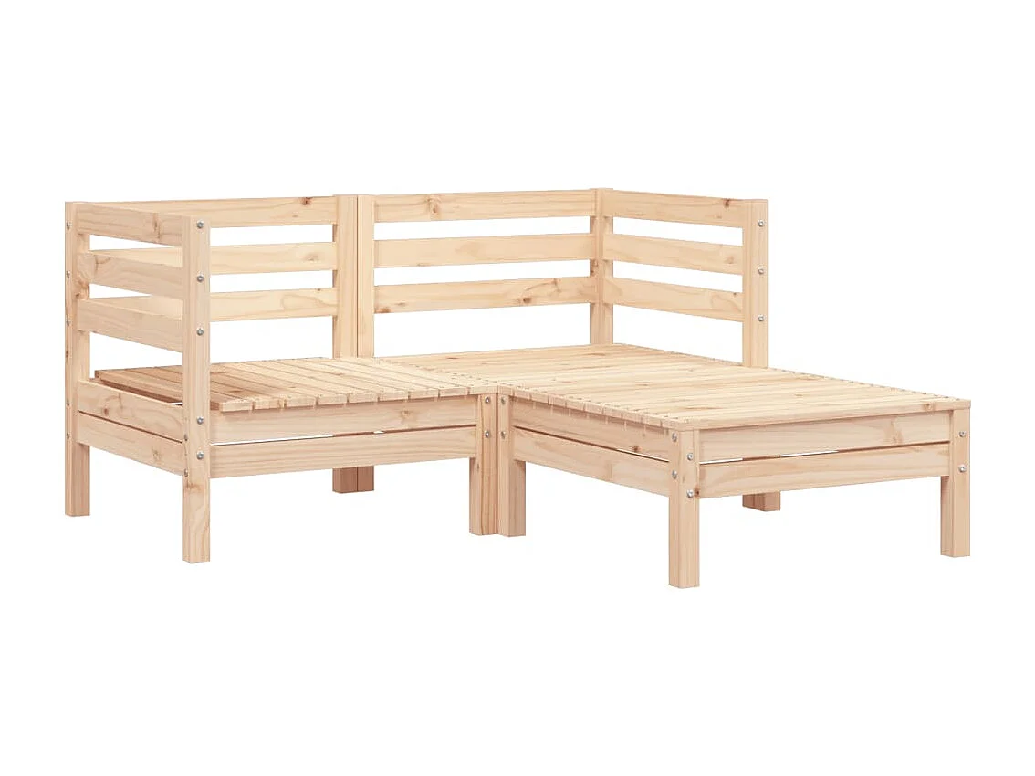 Canapé de jardin 2 places et repose-pied bois pin massif FR15030